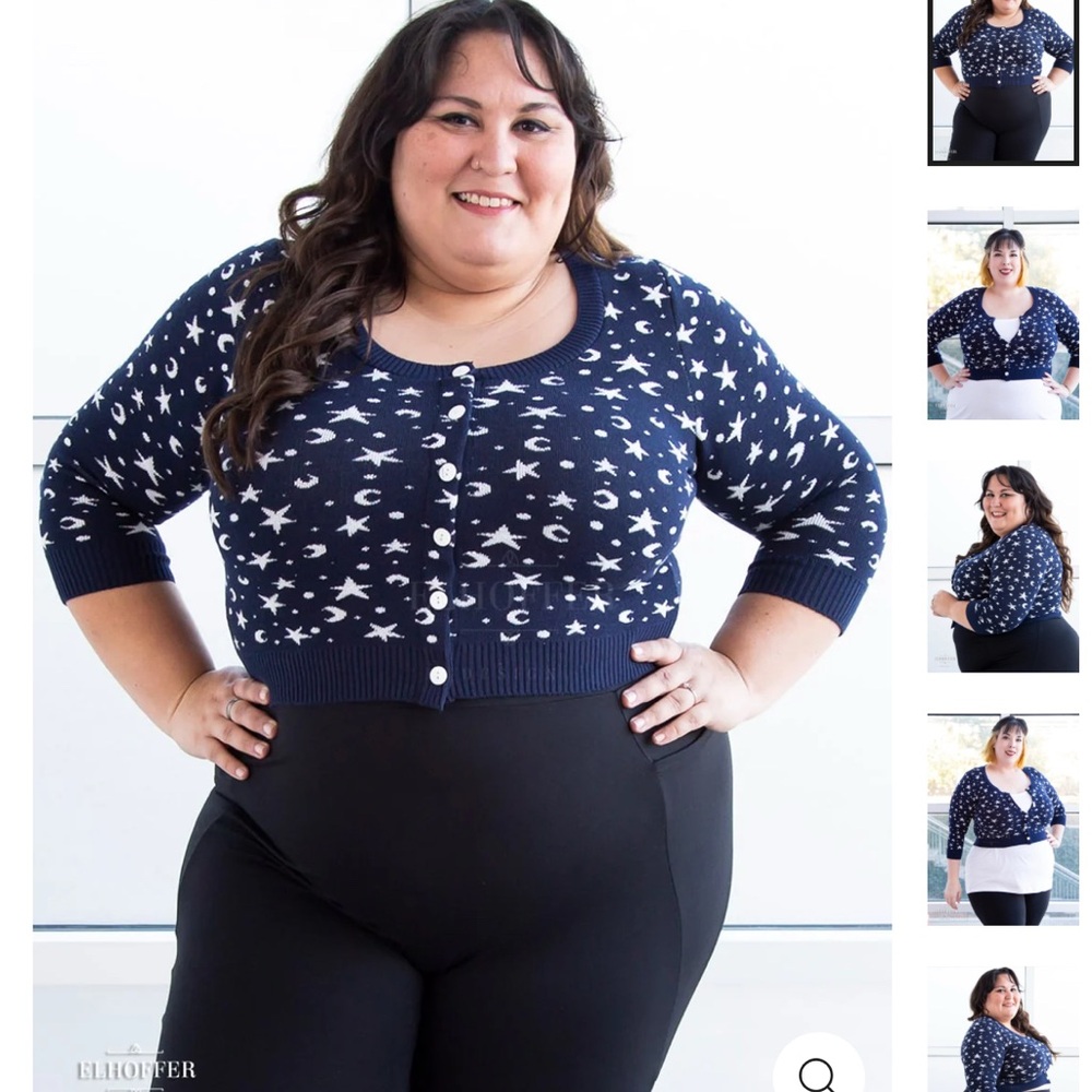 Elhoffer Eloquii Navy Blue Star Pattern Sweater
